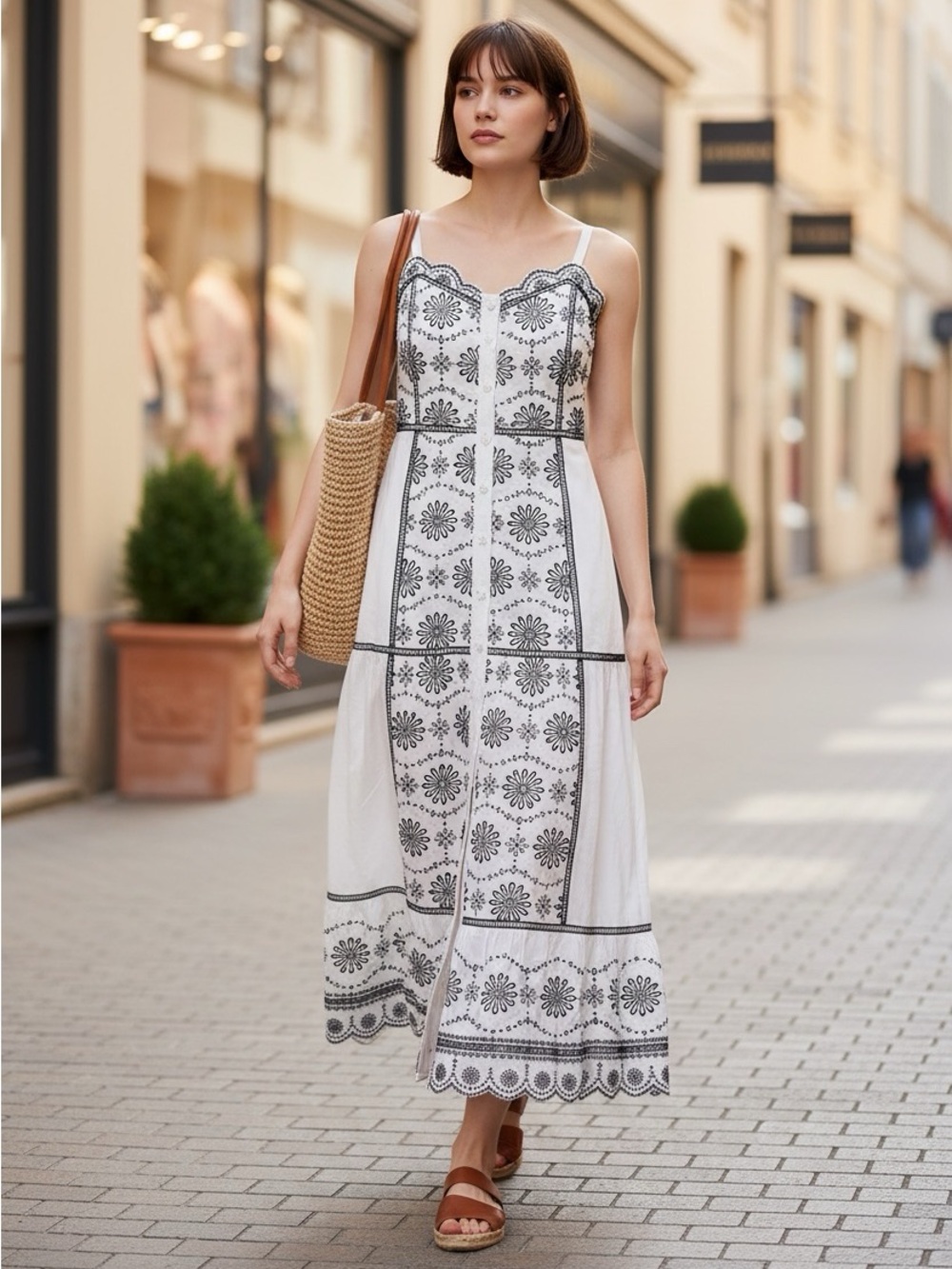 VeronicaBeard Embroidered Maxi Dress size 4